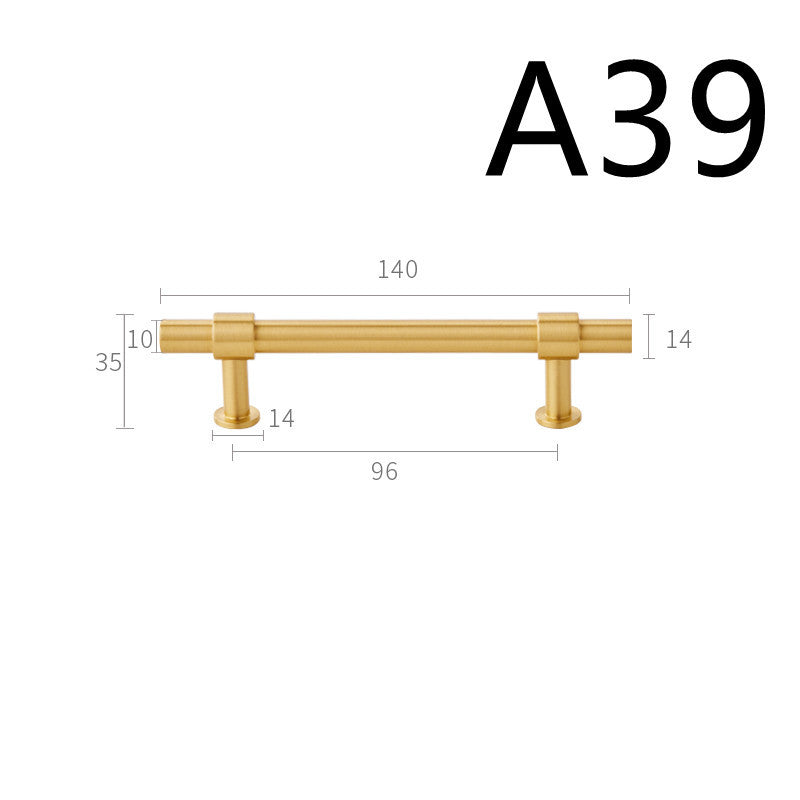 Pure Copper Cabinet Door Handle Golden Light Luxury Brass Handle