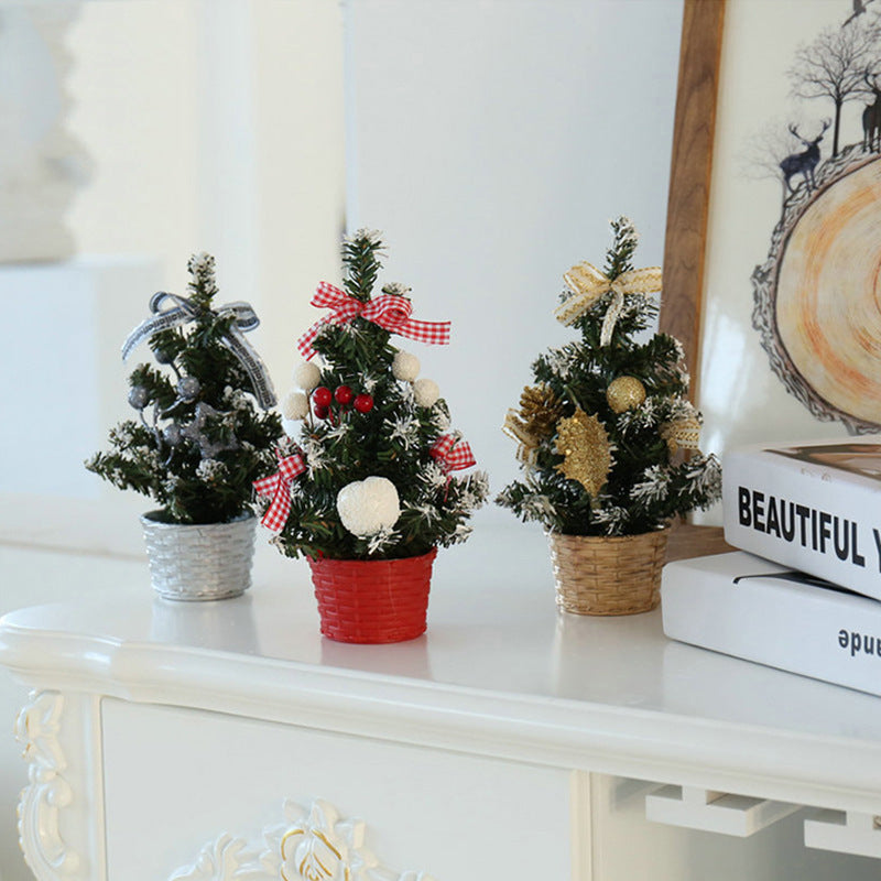 PVC Mini Christmas Tree LED Lights Decoration Desktop Ornaments