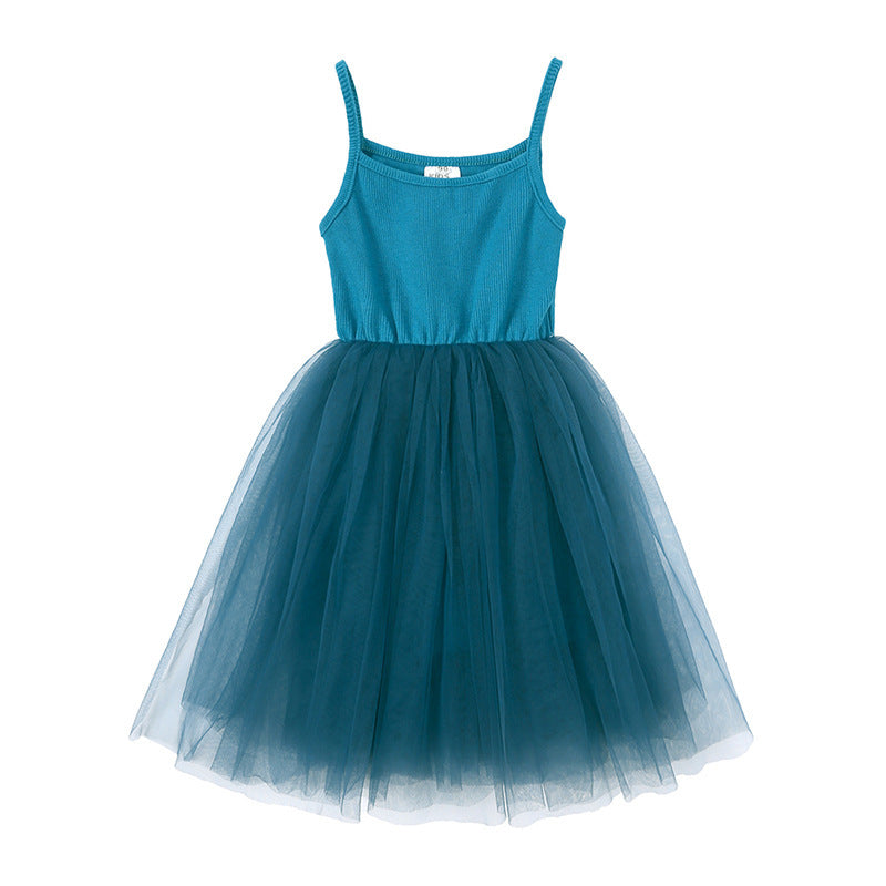Girls' Rib Mesh Camisole Dress