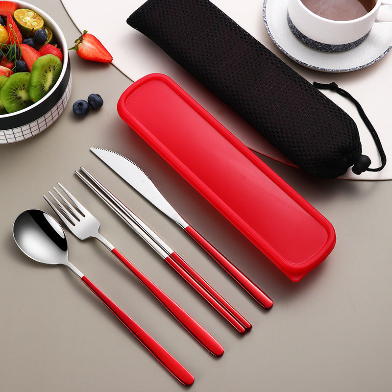304 Stainless Steel Flatware Set With Case For Camping
