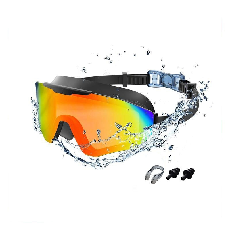Plated Swimming Goggles Set with Nose Clip & Earplugs – Adult & Kids Models