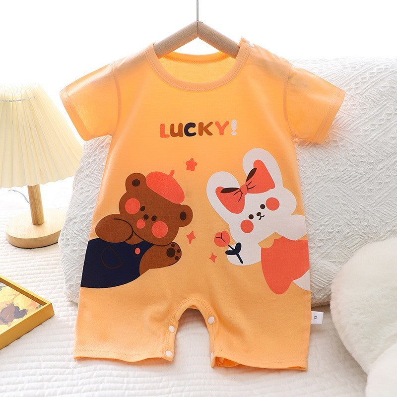 Cotton Summer New Korean Style Baby Boy Thin Women's Short-sleeved Children's Jumpsuit