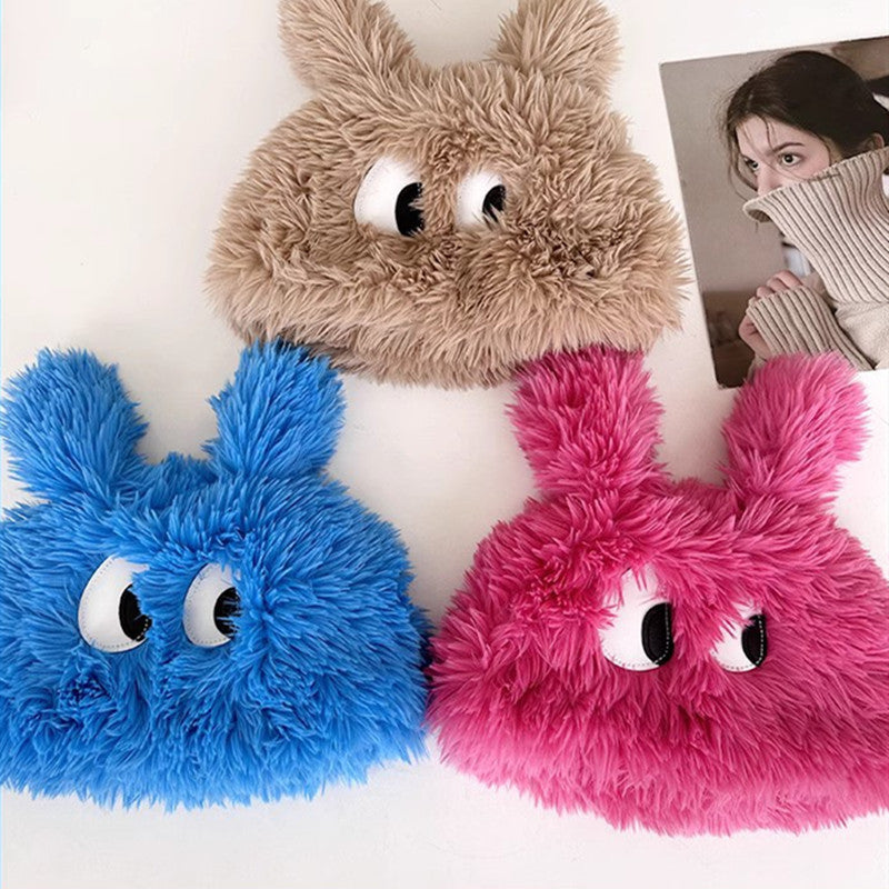 Funny Cartoon Big Eye Long Hair Puppy Plush Sleeve Cap