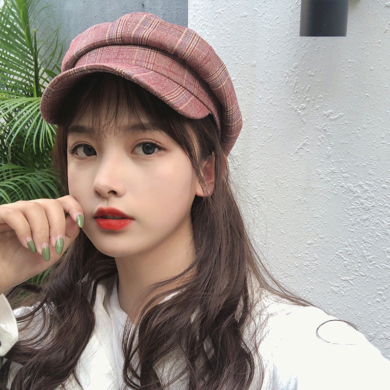 Autumn And Winter Yangqi Checked Beret Children