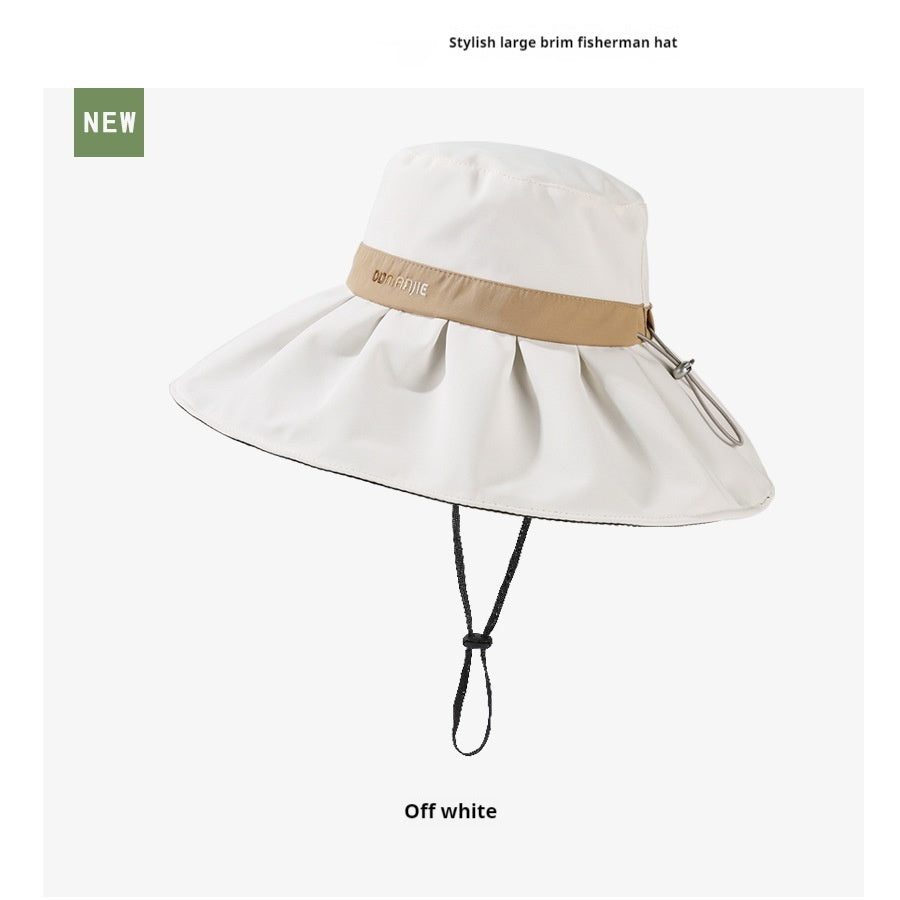 Velvet Vinyl Big Brim Fisherman Hat Outdoor Casual Sun Protection