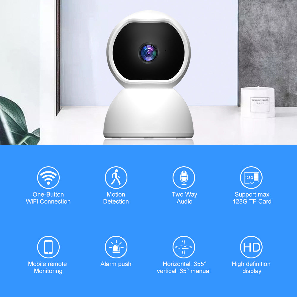 1080P Wireless Indoor Security Camera with Night Vision & Motion Detection