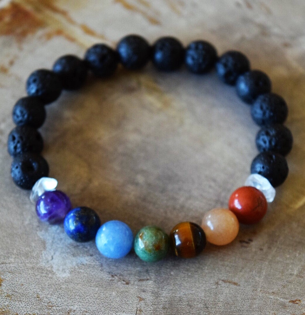 Aromatherapy Chakra Diffuser Bracelet na may Tunay na Gemstones!