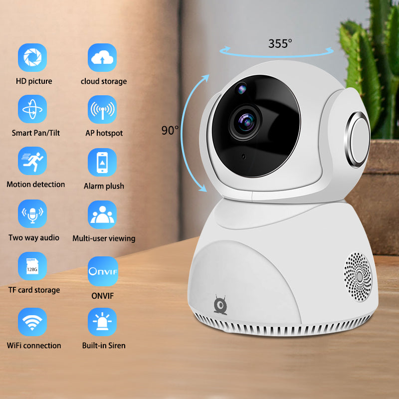 1080P Wireless WiFi Security Camera with 2K HD, Night Vision, Motion Detection, and Two-Way Audio