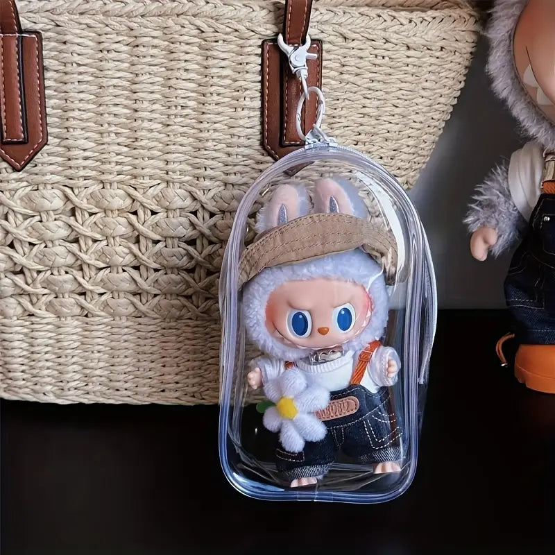1 Labubu PVC Storage Box with Keychain - Protective Case - Small Box