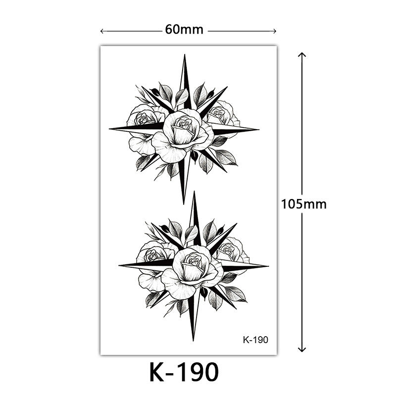 Tattoo Stickers – English Letters, Flowers, Butterfly Sketch Lines, Waterproof Temporary Tattoo