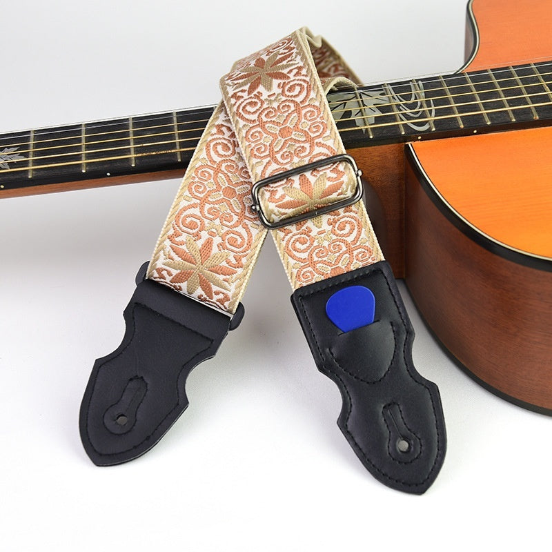 Guitar Strap Folk Guitar Leather Electric Guitar Personality Wooden Guitar Shoulder Strap Crossbody