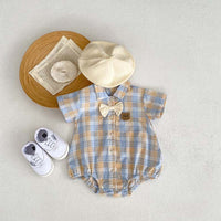 Bear Plaid Triangle Rompers