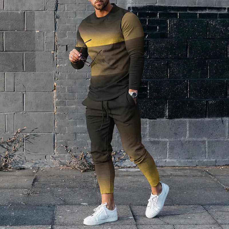 Unisex Relaxed Gradient Two Piece Sweater Set Polyester