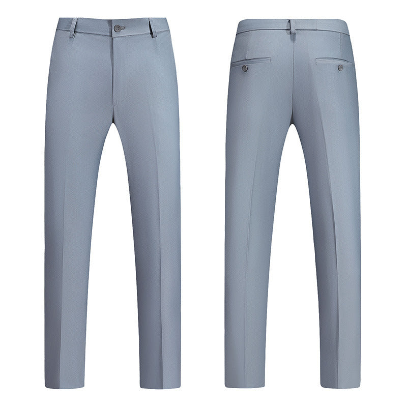 Boys Business Pants – Straight Solid Color Draping Effect Trousers