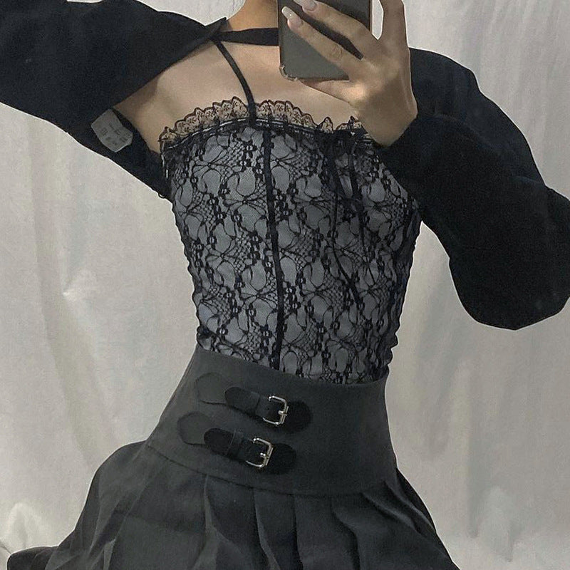 Retro Strappy Short Decorative Small Camisole Women