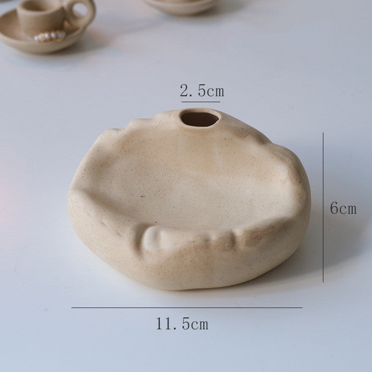 Retro Ceramic Plain Candlestick Ornament Nordic Style Simple
