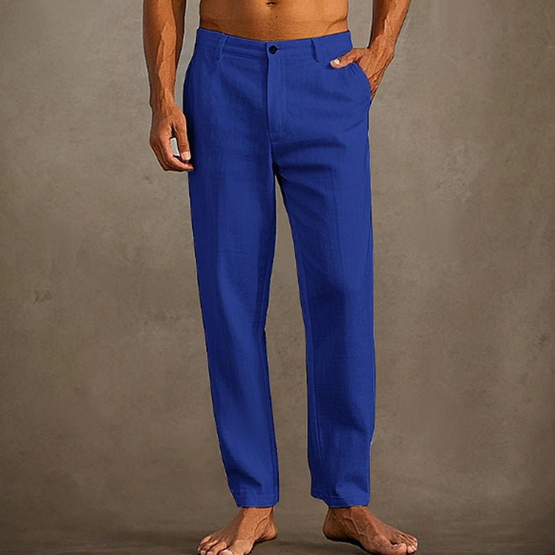 Men’s Linen Beach Pants – Diagonal Pocket Cool & Comfortable Trousers