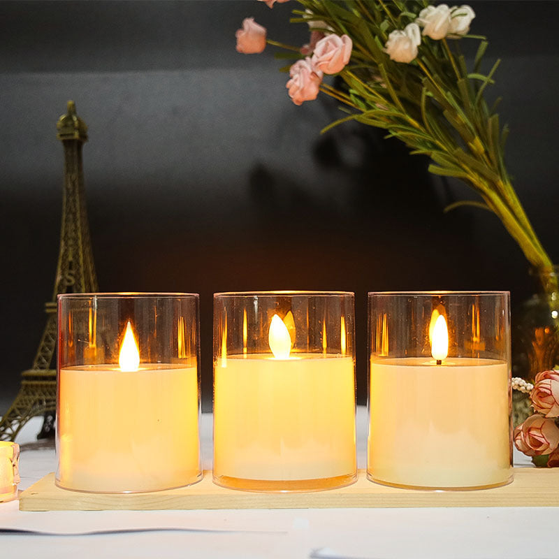 Led Electronic Luminous Candle  Transparent Glass