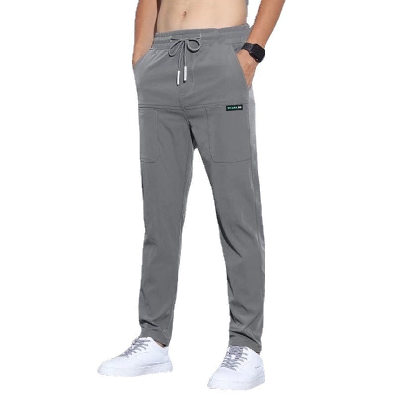 Men’s Ice Silk Business Casual Pants – Elastic Large Size Trousers