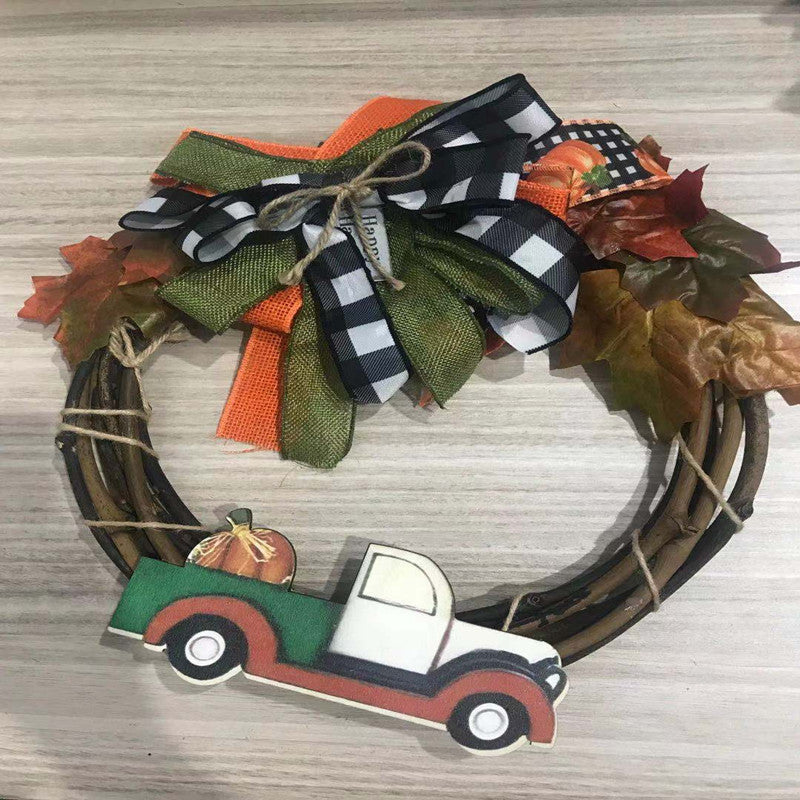 Intage Pumpkin Truck Wreath Rustic-simple Decor Halloween-farmhouse Decorations Diy Flower Bouquet Wreath