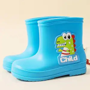 The Waterproof Shoes For Children In Dinosaur Are Thickened And Flexed
