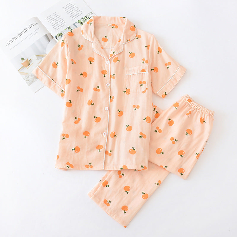 Pure Cotton Short Sleeved Pants, Gauze Home Clothing Set