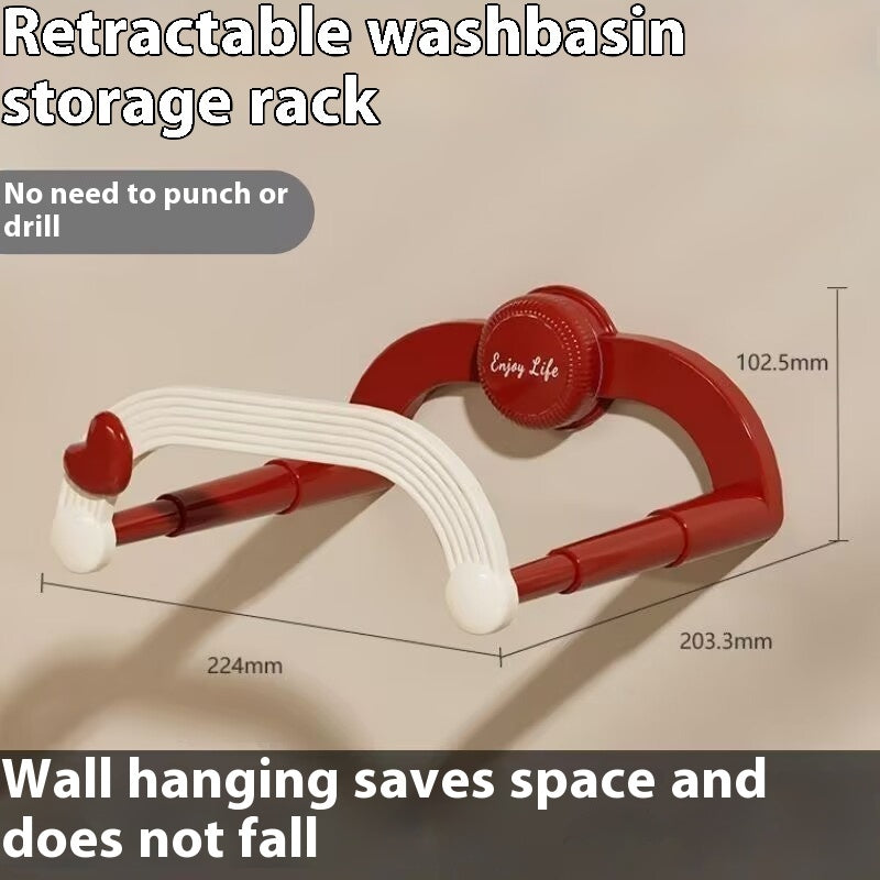 Cream Retractable Household Bathroom Punch-free Storage Rack