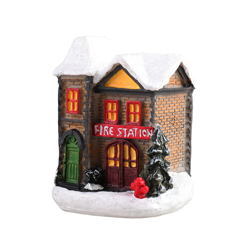 Christmas Small House Micro Landscape Resin Decorations