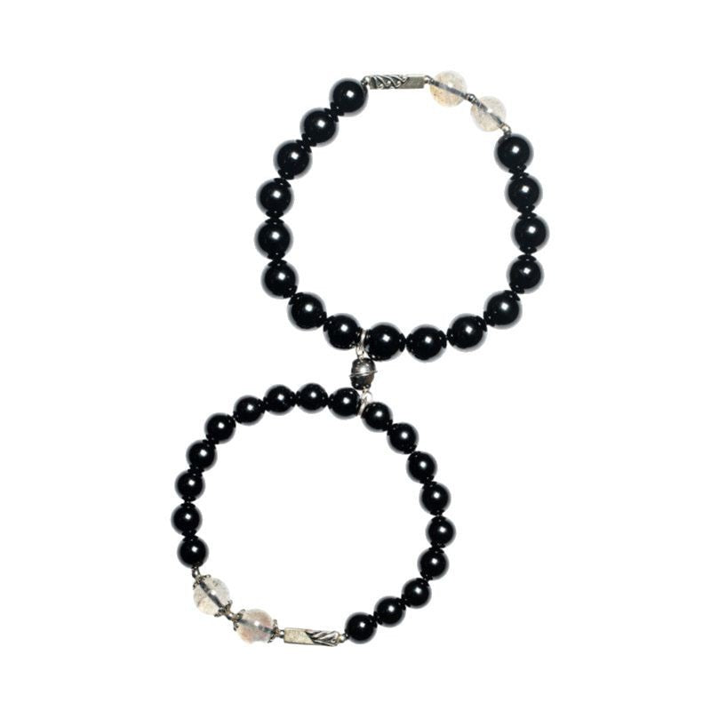 Obsidian Buddha Beads Couple Bracelet DIY