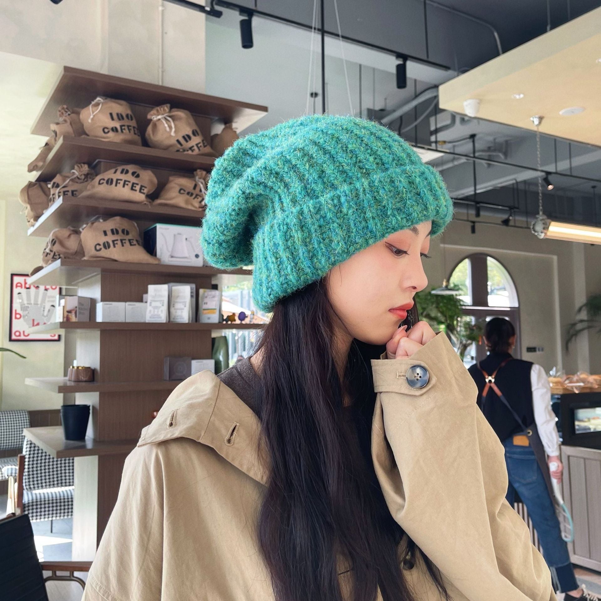 Thick Curled Needle Wool Bell Crown Hat in Soft Korean Colors