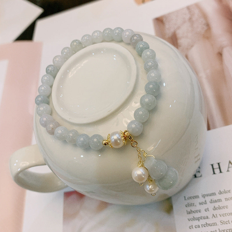 Natural Emerald Jade Ins Special-interest Design Pearl Jade Gourd Bracelet