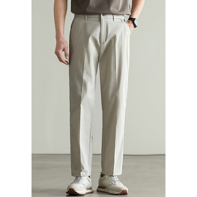 Cotton Blend Elastic Slacks – Men’s Straight Business Casual Pants