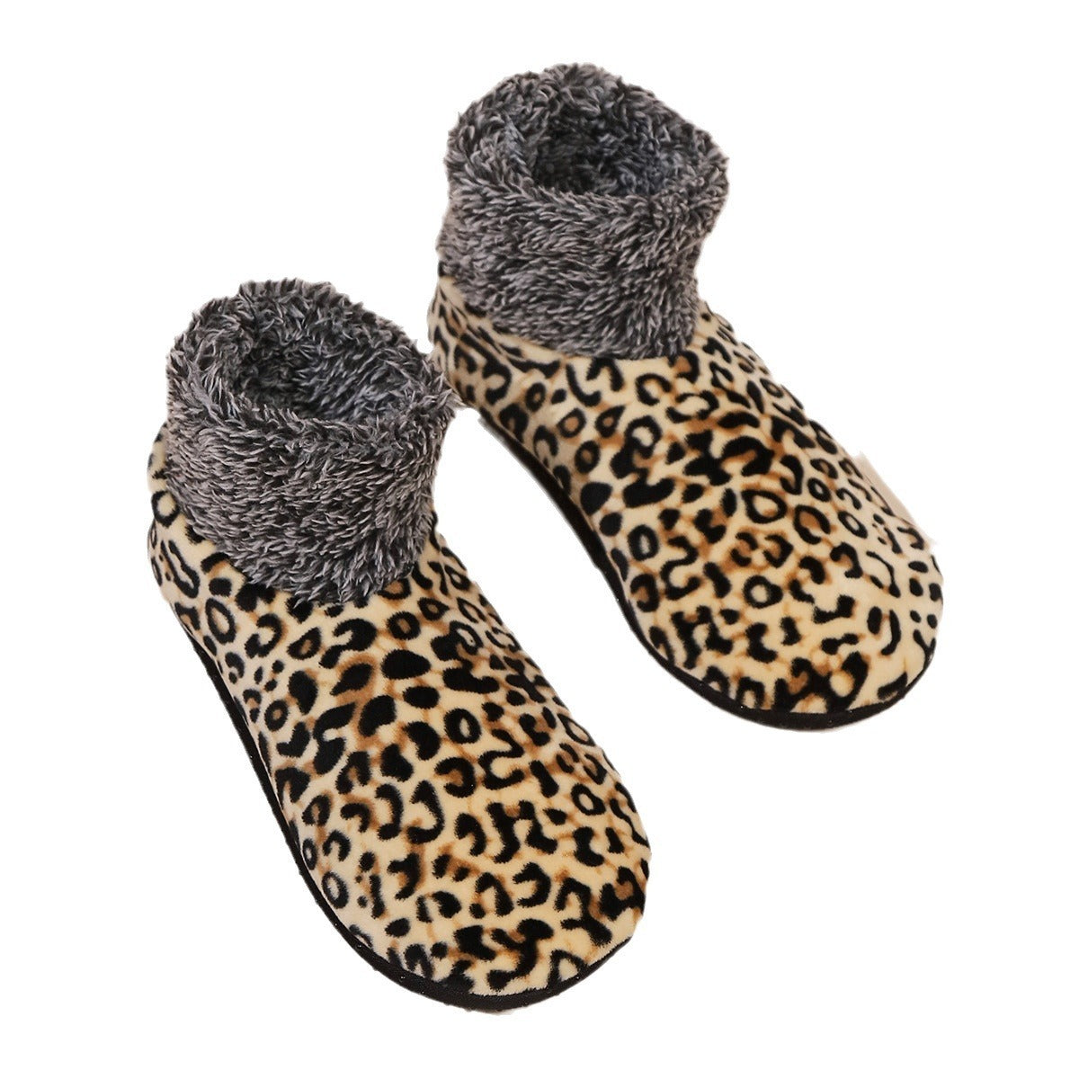 Plus Size Women's Winter Leopard Print Room Socks