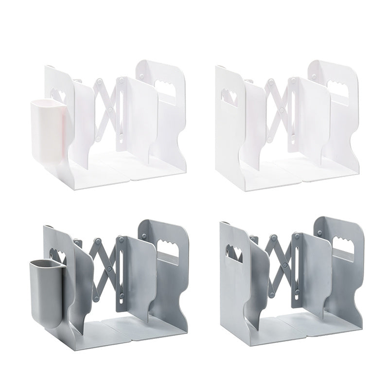 Stainless Steel Retractable Bookends With Pen Holder