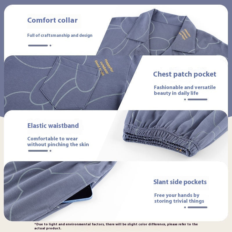 Three-piece Pajamas Men's Summer Pure Cotton Short Sleeve Trousers Suit