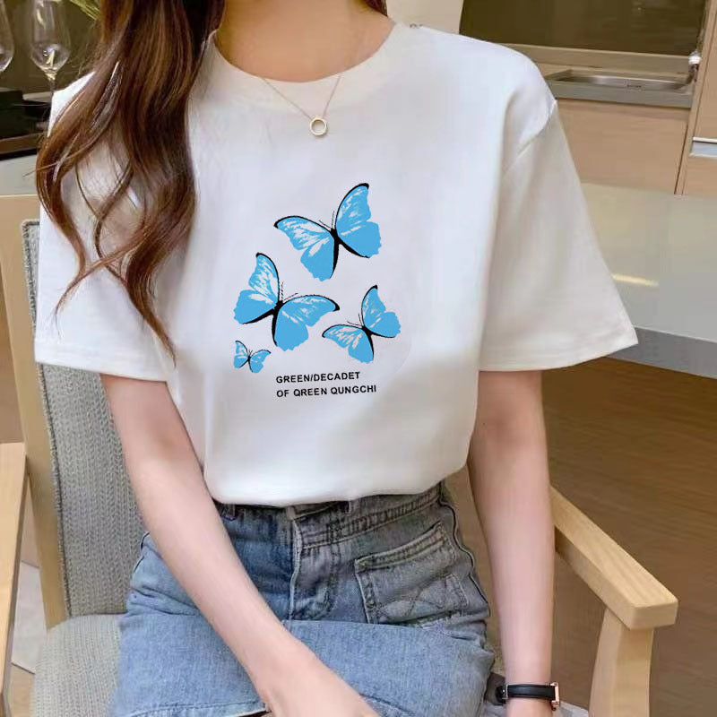 Summer Slim Fit Loose White T-Shirt – Short Sleeve Student Style Casual Top for Women