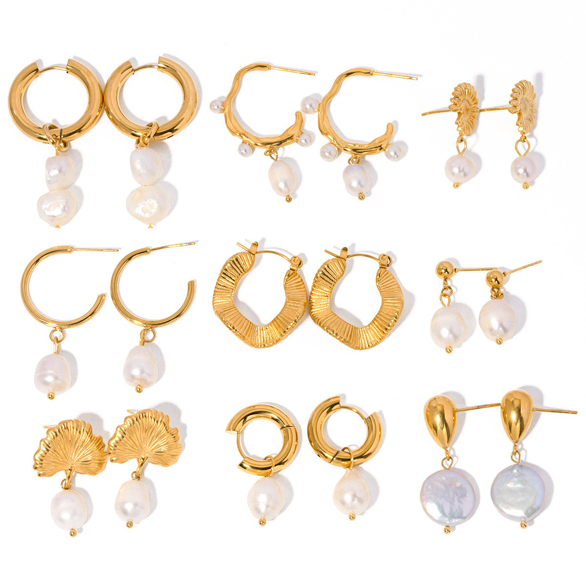 Stainless Steel Water Pearl Earrings