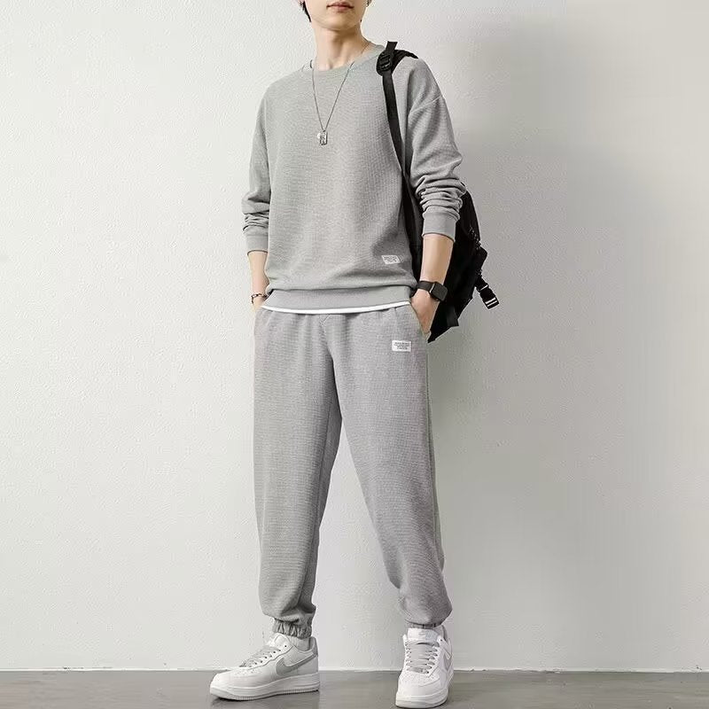 Long-sleeved Sweater Trousers Waffle Leisure Sports Student
