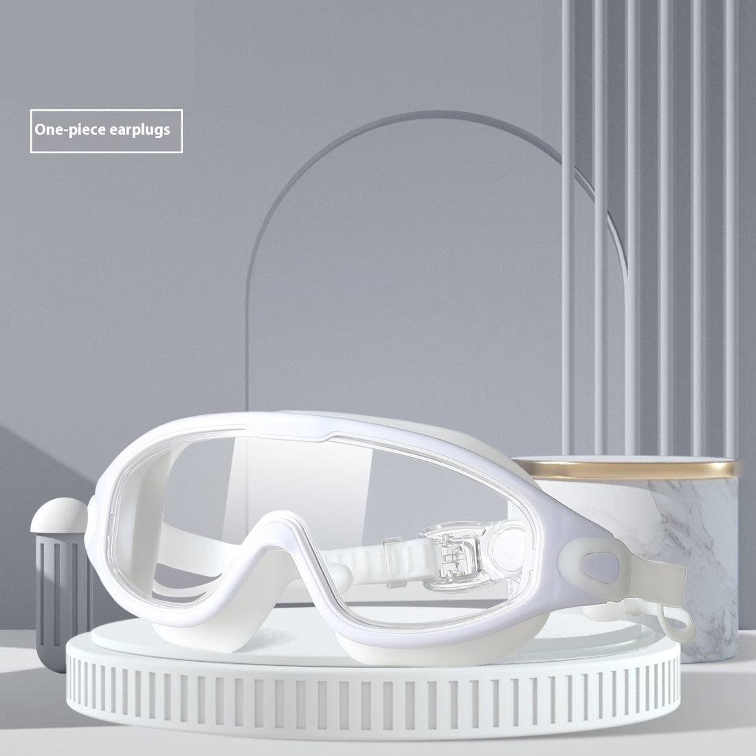 HD Waterproof Anti-fog Plating Swimming Goggles Plain Large Frame
