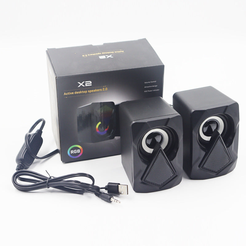 Multimedia Desktop Computer Audio Household Desk Mini RGB Colorful Wired Extra Bass