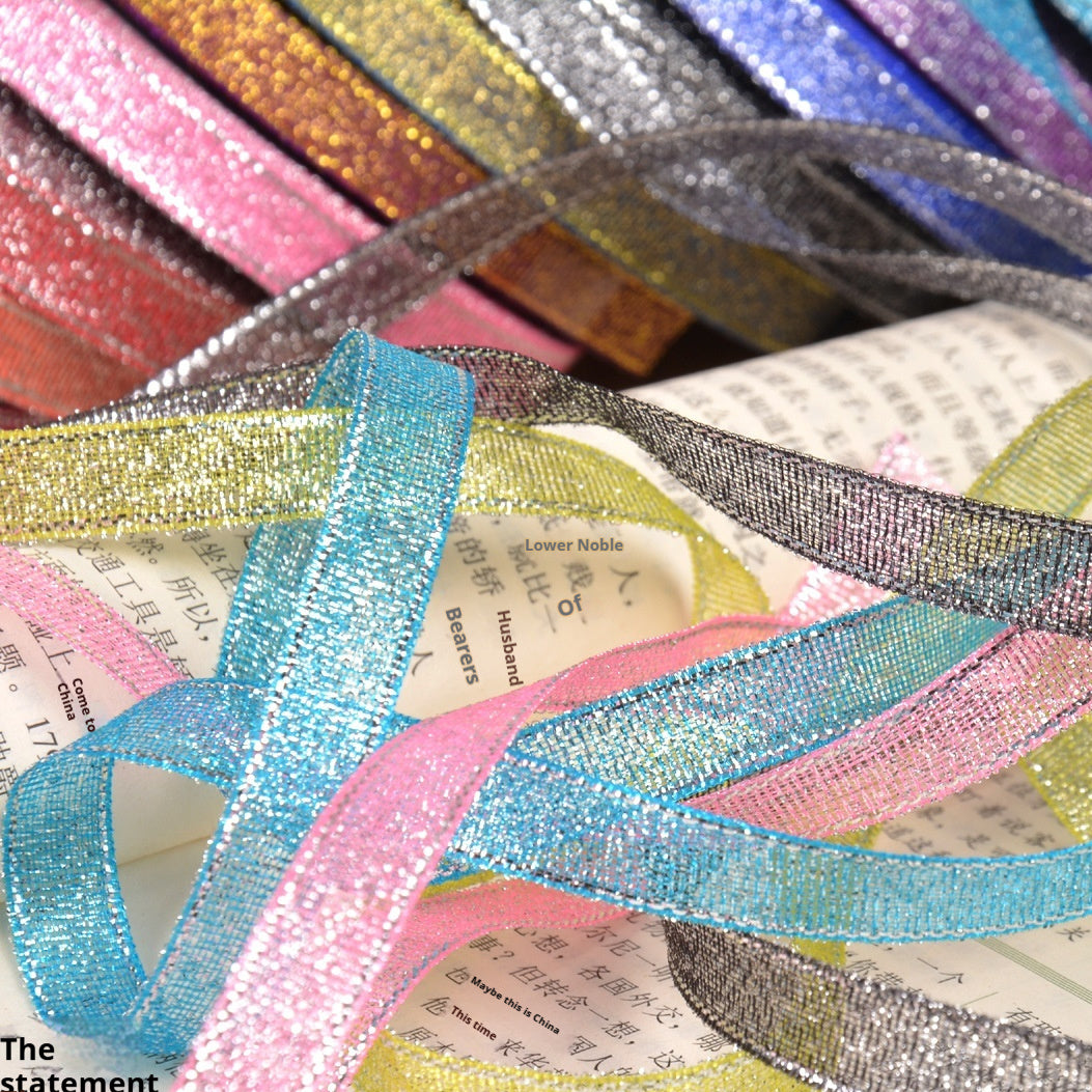 Bow Gold Silk Silver Polyester Ribbon – Craft, Gift Wrap & DIY Decoration Ribbon