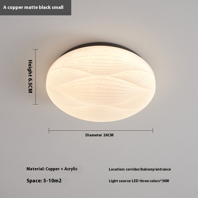 Modern Light Luxury Atmospheric Cream Style Copper Round Ceiling Lamp