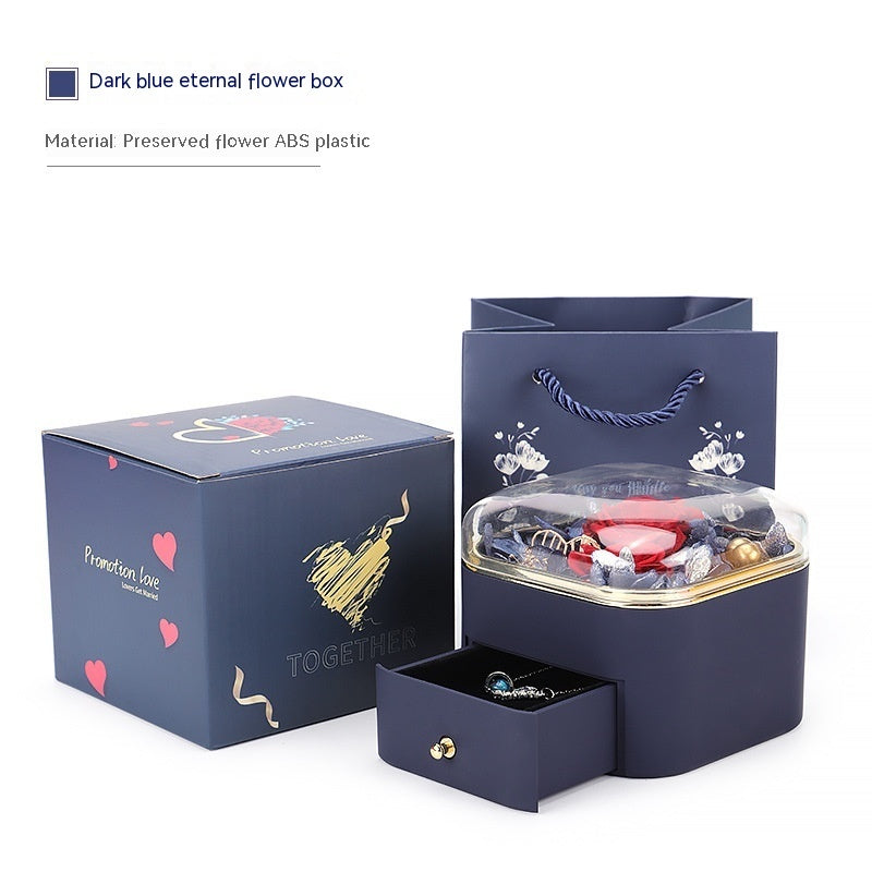 Rose Jewelry Box Drawer Organizer With Metal Construction