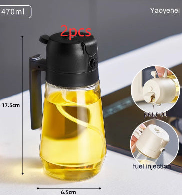 470ML 2-in-1 Olive Oil Sprayer & Dispenser – Glass Bottle for Cooking, BBQ, Air Fryer