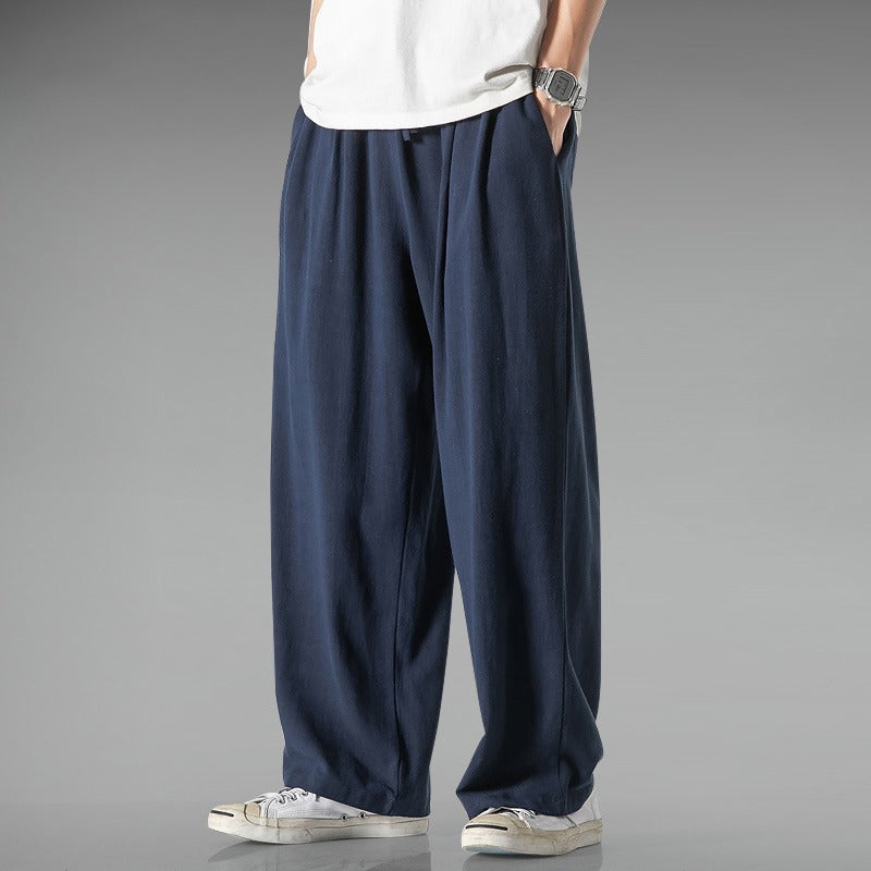 Men’s Cotton Linen Wide-Leg Pants – Lightweight Summer Casual Trousers
