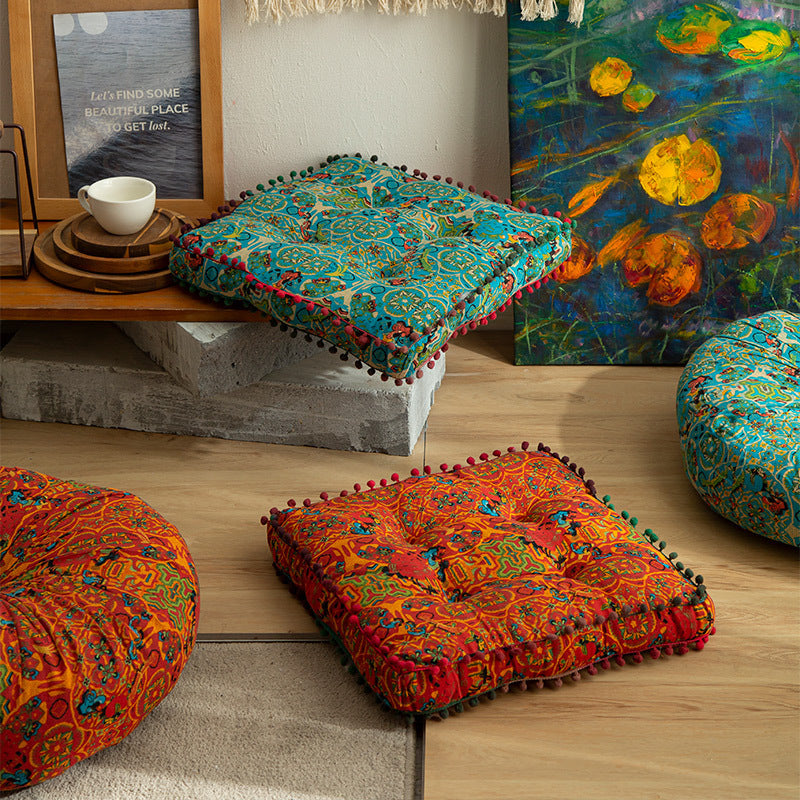 Cotton And Linen Fabric Floor Cushion Large Thickened Square Seat Cushion