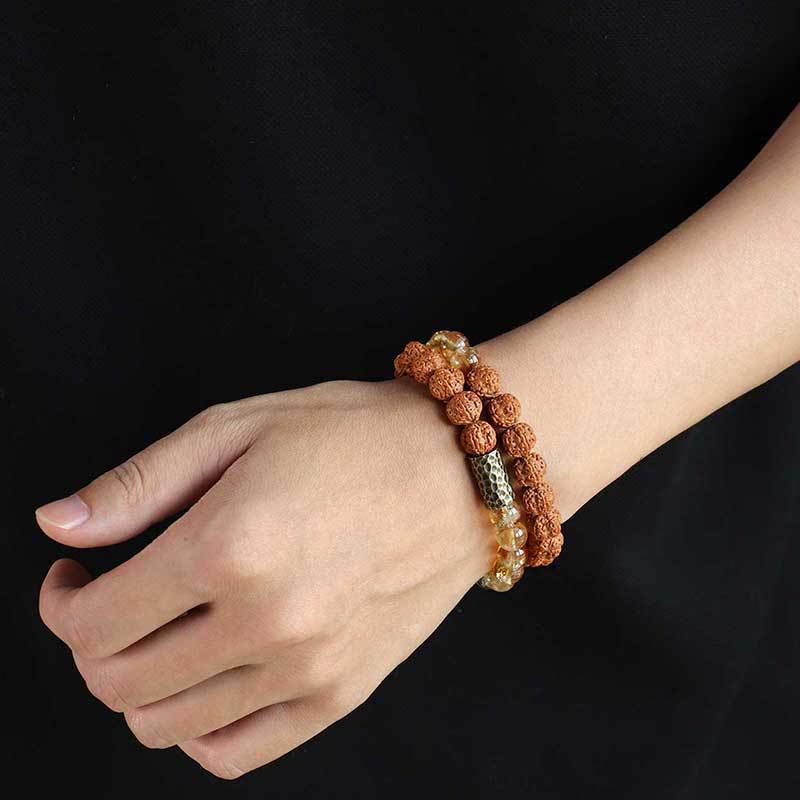 Bodhi Yellow Tower Crystal Double Ring Bracelet