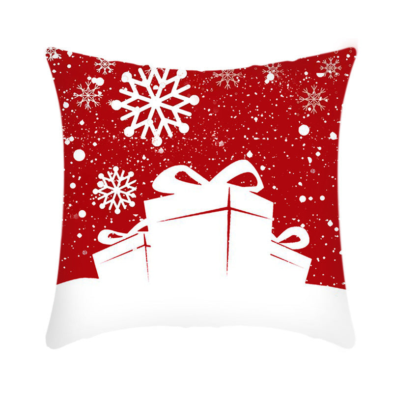 Short Plush Christmas Cushion Cover 45cm Elk Santa Pillow