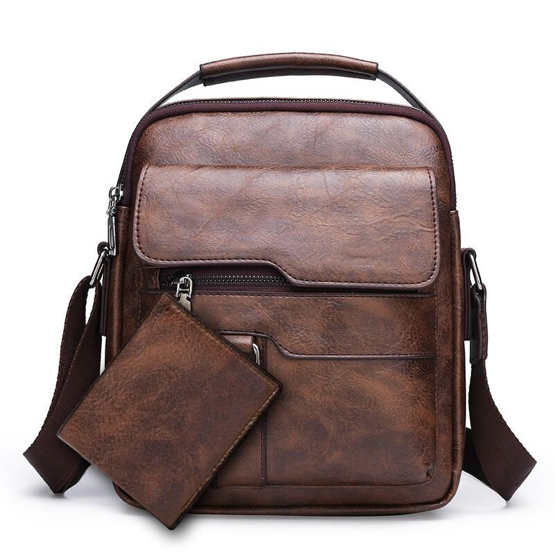 Men's Synthetic Leather Document Messenger Bag Crossbody