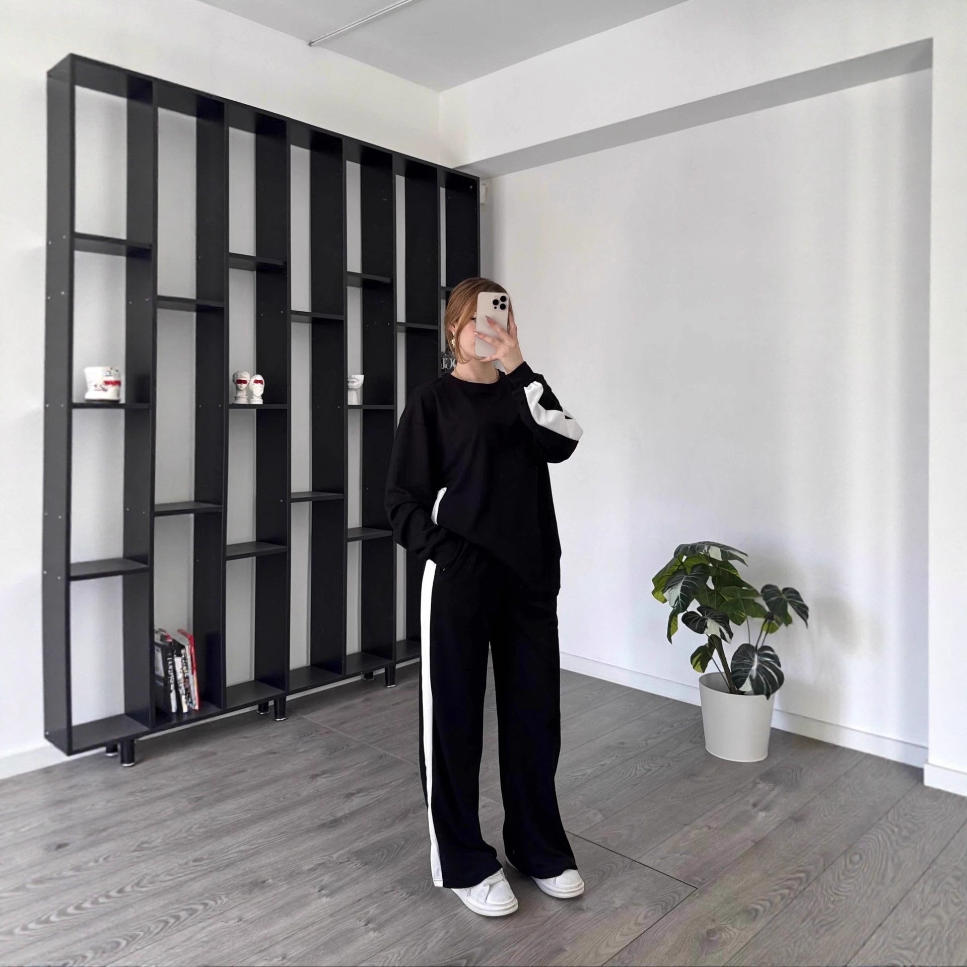 Unisex Polyester Color Block Relaxed Suit With Contrast